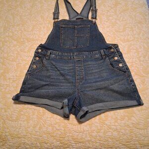 No Boundaries Shortalls, Junior size 15 - 17, Medium Blue Denim.